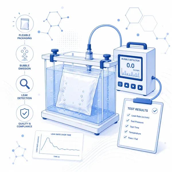 Bubble leak test setup illustration
