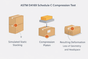 ASTM D4169 Schedule C compression test diagram